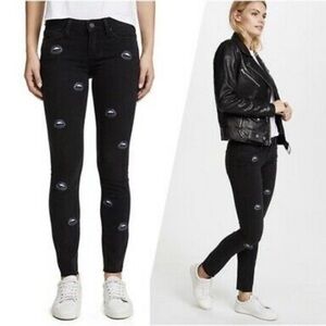 Paige Transcend Verdugo Ankle Raw Hem Lippy Embroidery